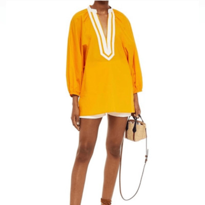 TORY BURCH  Wo Puff Sleeve Cotton Poplin Tunic orange