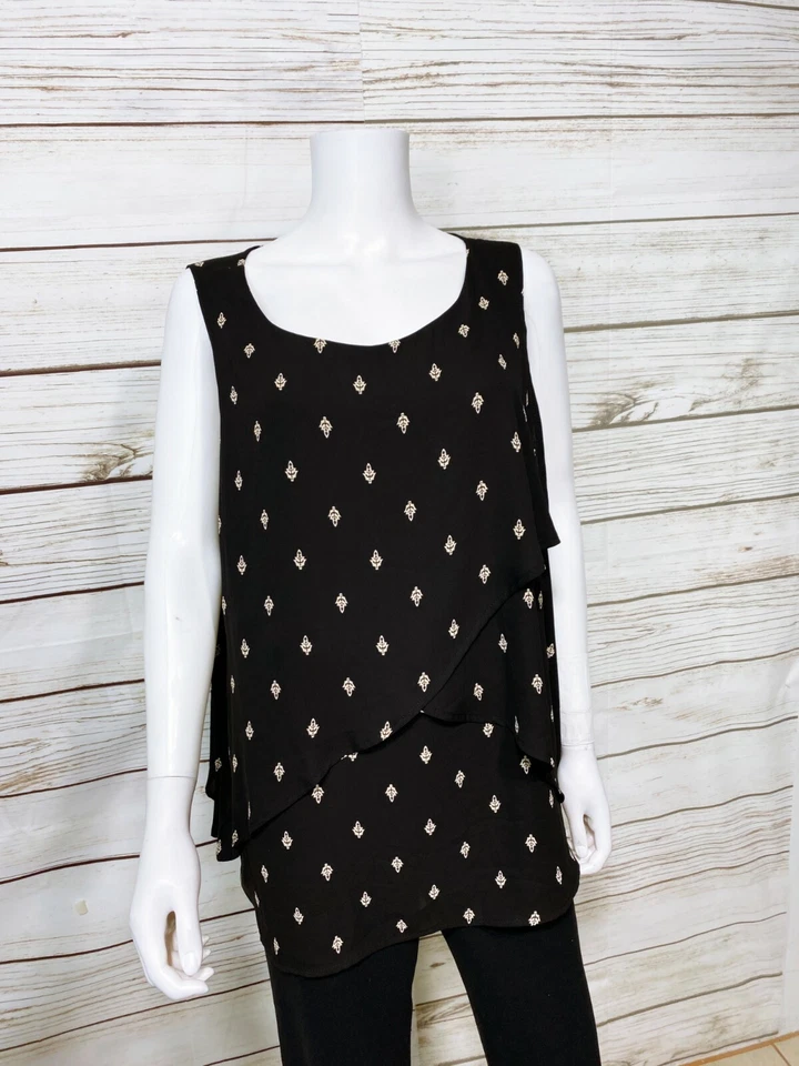 Ava & Viv Womens Tank Top Size 2X Black Layered Round Neck Sleeveless - Image 3 of 4