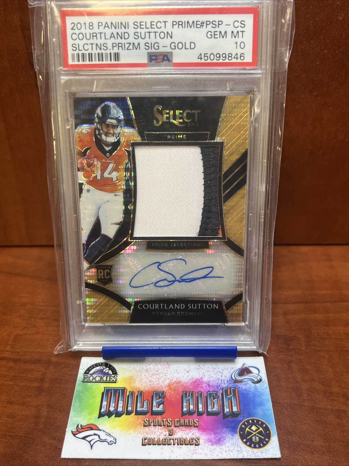 Courtland Sutton Panini Select Prime Selections Prizm Signatures #PSPCS Gold