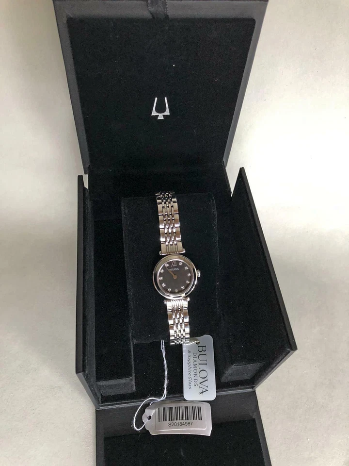 Bulova 96S169 Ladies Black Mother Of Pearl with Diamonds Wristwatch - Image 4 of 4