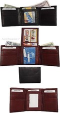 Lot of 4 New Men's Trifold Leather Wallet, 3 ID center piece men's billfold BNWT