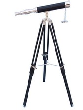 18'' New Designer Antique Finished Telescope Wooden Tripod Stand US Navy Marine