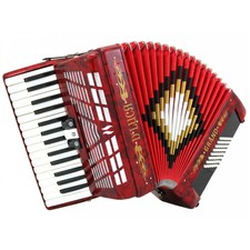 D'Luca Grand Piano Accordion 3 Switches 30 Keys 48 Bass, Case and Straps, Red