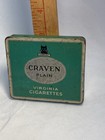 Craven Plain Virginia Cigarette Tin Box Tax Stamp 1940s Green VTG Mid Century