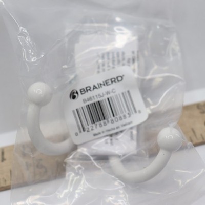 Brainerd Double Robe Hook w/ Ball End Metal White B46115J-W-C