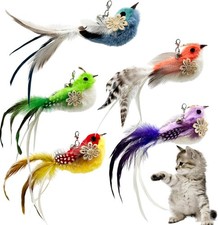5PCS Cat Feather Wand Toy Refills Replacement Attachments Bird Teaser Toys