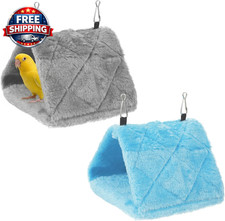 2Pcs Bird Nest Hammock, Birds Hut for Cage, Warm Plush Snuggle Cave Hanging Bed,