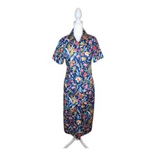 NEW J McLaughlin Davida Watercolor Petals Navy Multi Button Down Shirtdress XS
