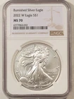 2022-W $1 BURNISHED AMERICAN SILVER EAGLE 1 OZ .999 – NGC MS-70