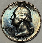 1956 Washington Quarter, Gem BU, Mint Set Blue Toning! Silver