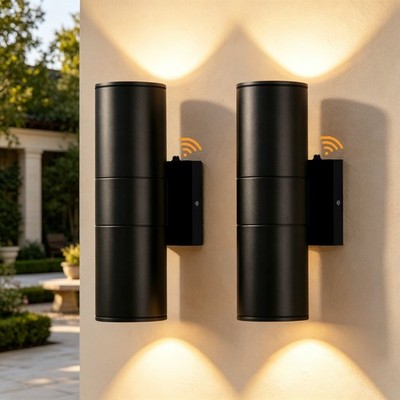 LETRY Waterproof LED Outdoor Wall Lamp Light Sensor Up&Down Wall Sconce 2 Pack