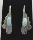 Sterling Silver Cutout Design Larimar Drop Earrings [086DUR]