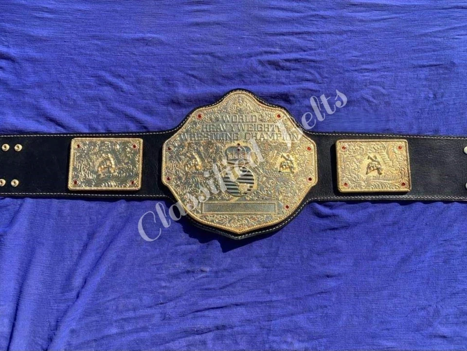 CINTURÓN RÉPLICA CAMPEONATO MUNDIAL PESADO GRANDE ORO 8MM ZINC ADULTO TALLA NUEVO Foto 4 de 4