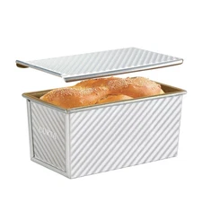 TOPZEA 2 Pack Perforated Baguette Pan Nonstick French Bread Baking Tray 3 Wave