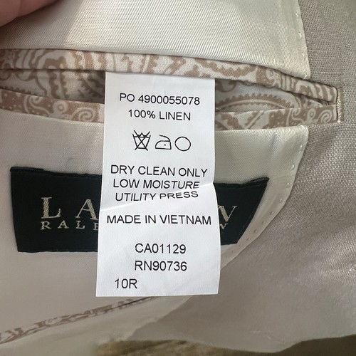NWT Lauren Ralph Lauren Boys Classic Fit Linen Sport Coat Tan Beige Size 10R - Picture 22 of 22