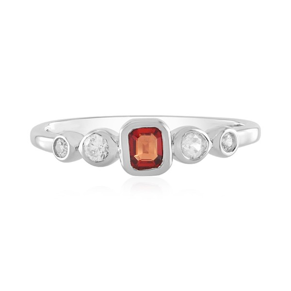 Cavill Rubin Ring Damen Silber 925 Sterling, Platinplattiert, Oktagon Rot--image