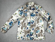 Additions By Chicos Women's Floral Animal Print Jacket Size 1/M Full Zip Cotton
