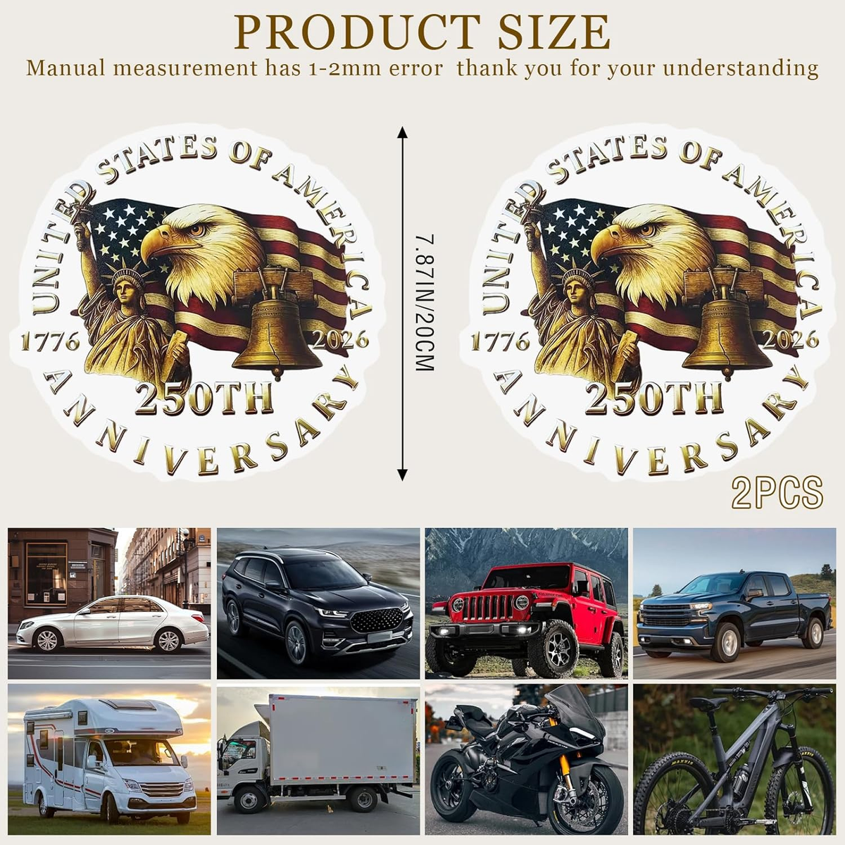 250 Anniversary USA Merchandise,2Pack 250Th Anniversary Sticker
