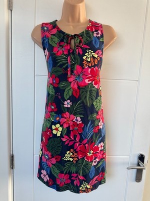 TU navy floral sleeveless shift dress UK 12 M womens summer knee length B25