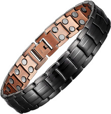 Mens Copper Magnetic Bracelets, 99.9 Pure Copper Bracelet with Double-Row Stren