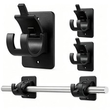 2 Pcs Black No Drill Self Adhesive Curtain Rod Brackets