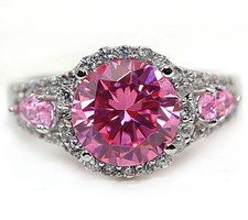3CT Treated Pink Sapphire  Topaz 925 Sterling Silver Ring Sz 6 MB5-2
