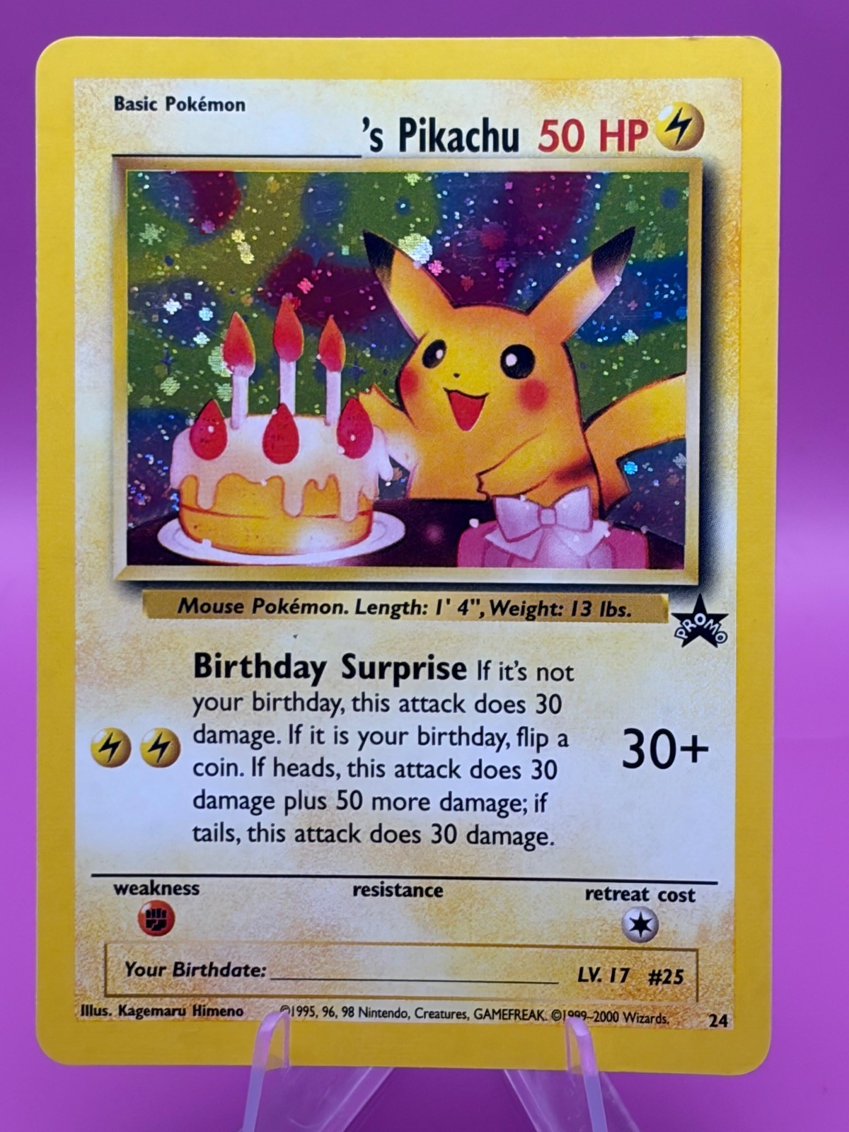 BIRTHDAY PIKACHU WIZARDS OF THE COAST BLACK STAR PROMO HOLO #24 NM