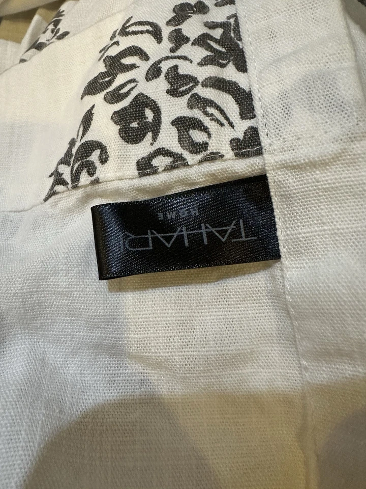 "Cortinas de algodón marfil TAHARI gris estampado medallón dos paneles 93""" Foto 4 de 4