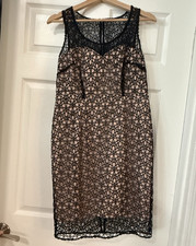 Ann Taylor 6P Petite Sheath Dress Knee Length Floral Lace Overlay Lined