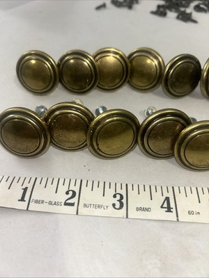 Vintage Cabinet Round Knob SOLID Brass 1 1/4'' Drawer Pulls & Screws SOLD EACH