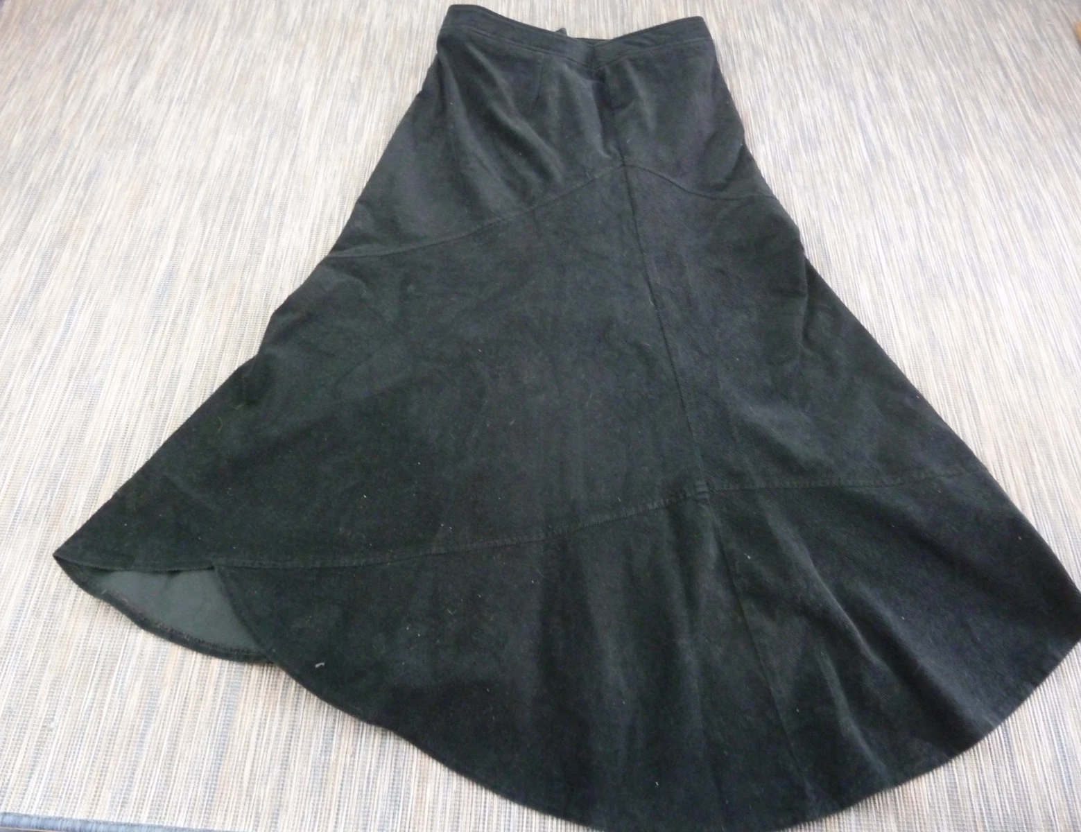 Laura Ashley Skirt Womens UK 10 Black Cotton A Line Flared Hem Casual Midi BoHo