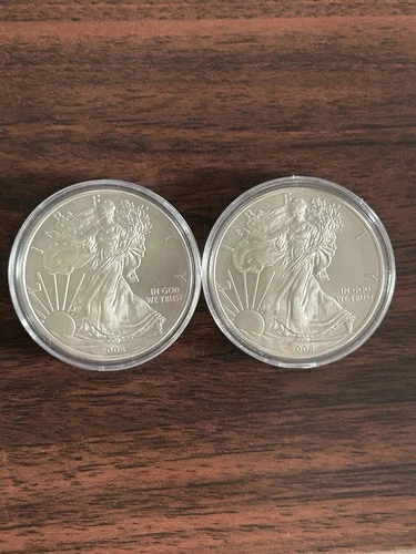 U.S. Mint American Silver Eagle 2008 1 oz 0.999 Fine Silver Coins Lot of 2