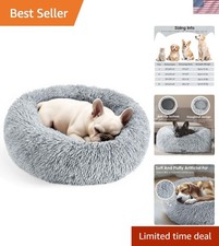 Light Grey Donut Bed for Cats  Small Dogs - 20in Eco-Friendly Design