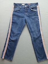 Pilcro Women's Jeans Size 30P Medium Blue Boyfriend Distressed Striped Classic
