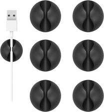 Shintop Cord Organizer, 6 Pack Black Charger Holder Cable Clips Wire Clips