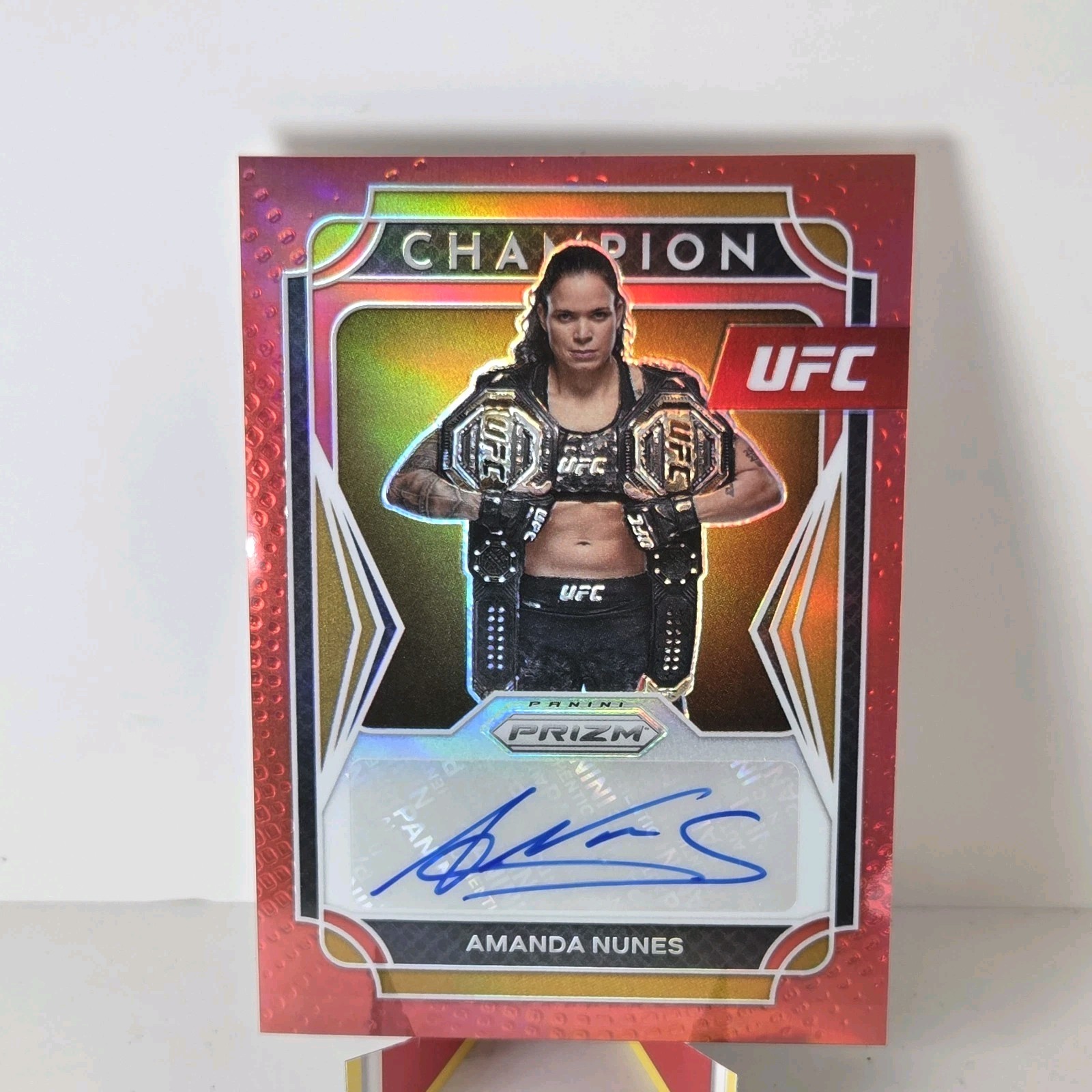 Amanda Nunes 2022 PANINI PRIZM UFC #CS-ANS CHAMPION SIGNATURES Red /99 SSP