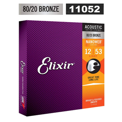 Elixir 80/20 Bronze Acoustic Guitar Strings w/NANOWEB Light 11052 (.012-.053) CE