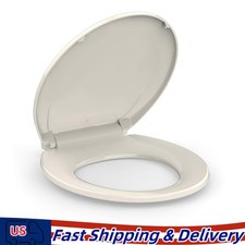 Plastic Round Slow-Close Toilet Seat in Almond Color