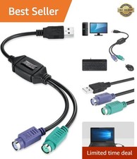 PERIPRO-401 PS2 to USB Adapter for Keyboard and Mouse - Built-in USB Controll...