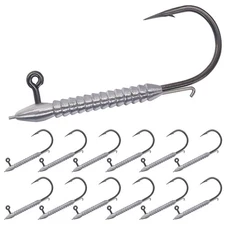 Hover Rig Jig Heads 12-Pack –2X Strong Weighted Swimbait Hooks for Bass Fishi...