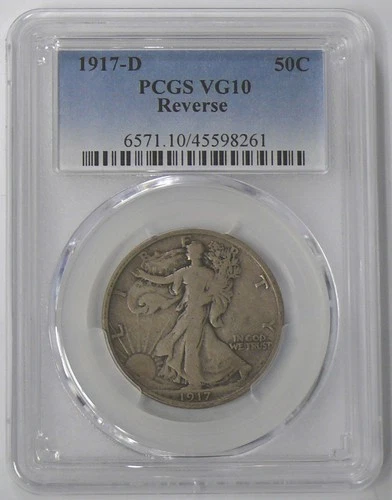 1917-D VG-10 REVERSE - WALKING LIBERTY HALF DOLLAR PCGS - BETTER DATE COIN
