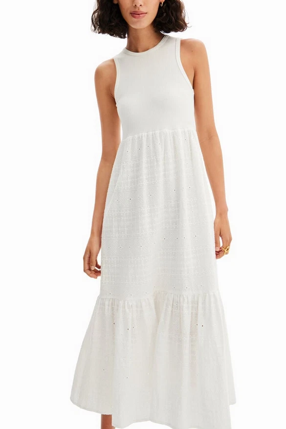 Desigual Kleid Weiß Damen Midikleid A-Linie Lang Bestickt 67435920 - Bild 2 von 4