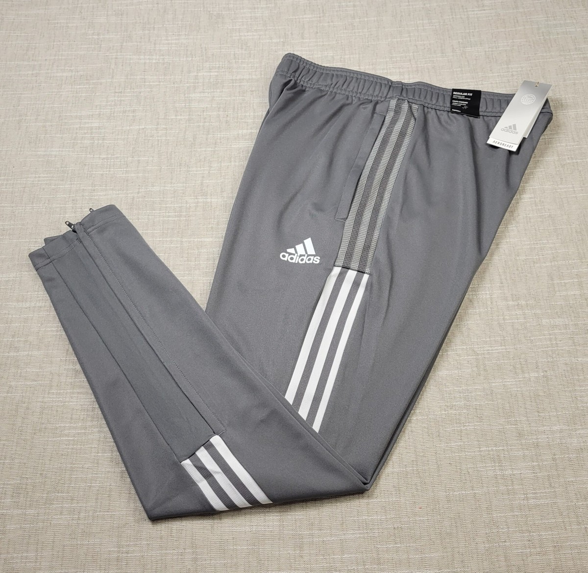 ADIDAS Tiro 21 Track Pants Medium Large XL Mens Gray White Tapered