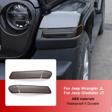 Smoked Black Front Side Turn Light Panel Cover Trim For Jeep Wrangler JL JT 18+