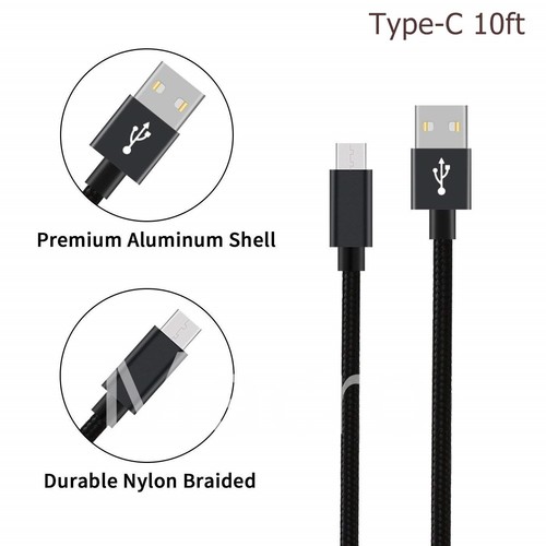3X10ft Nylon Braided Rope USB-C Type-C 3.1 Data Sync Charger Charging Cable Cord - Picture 17 of 23
