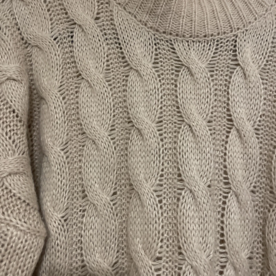 Suéter Line + Dot Anthropologie Beige Grueso Tejido con Cable Talla Grande MEDIANO Foto 2 de 4