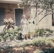 Vintage Photo Slide 1974 Women Dresses Posed Outside