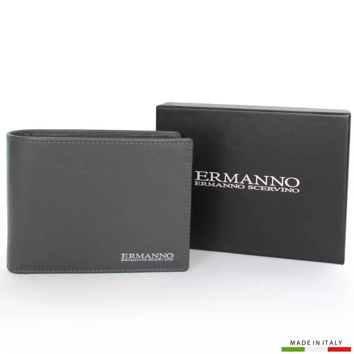 HERMANNO Ermanno Scervino men s wallet gray leather coin holder pocket