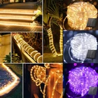 Solar LED Powered Tube Rope String Fairy Lights Outdoor Garden Patio Lawn Decor