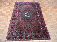 4 X 6'10 Hand Knotted Red Antique Fine Kirman Oriental Rug G1888